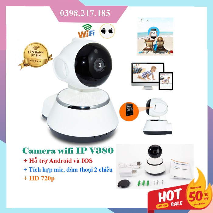 Camera V380, camera wifi IP V380 tích hợp microphone ghi âm thanh, đàm thoại 2 chiều - BẢO HÀNH UY TÍN - SALE SẬP SÀN | BigBuy360 - bigbuy360.vn