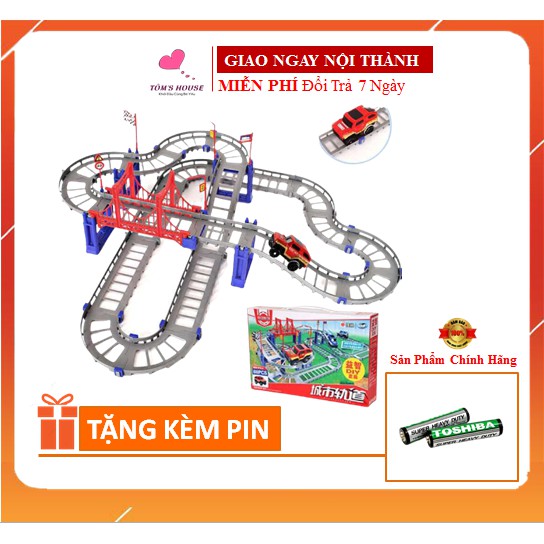 Bộ đồ chơi lắp ráp đường đua ô tô chạy pin cho bé (Tặng kèm pin)