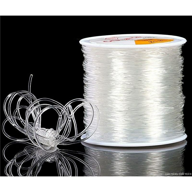 Cuộn dây thun Trắng dây cước lụa xâu vòng 1000met sợi 0.8mm