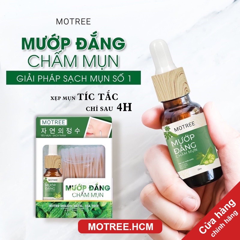 Gel Chấm Mụn Mướp Đắng Motree - Xẹp , Giảm Mụn Và Sưng Viêm Sau 4H [CHÍNH HÃNG ] Từ KHỔ QUA TRÀM TRÀ VÀ TRÀ XANH (20ml)