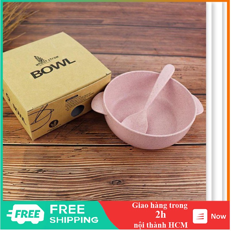 Chén ăn dặm lúa mạch có tay cầm và muỗng cho bé yêu khoẻ mạnh - GD0349
