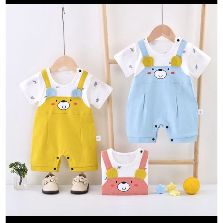 body yếm gấu cotton ngắn tay cho bé trai/gái