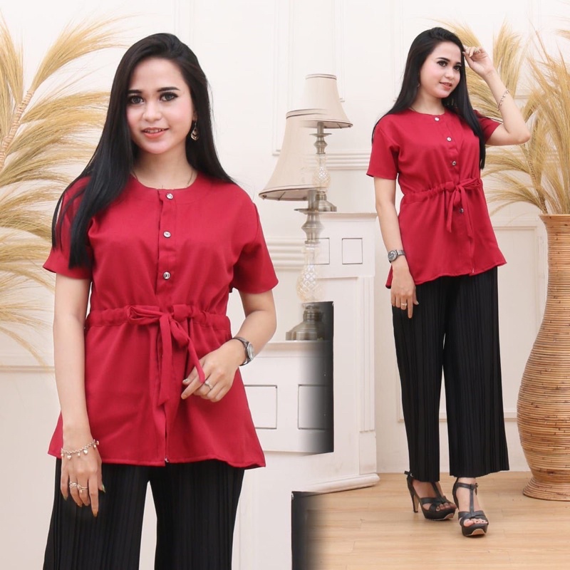 Áo BLOUSE Nữ Nhập Khẩu Màu Trơn BUSUI MOSCREPE