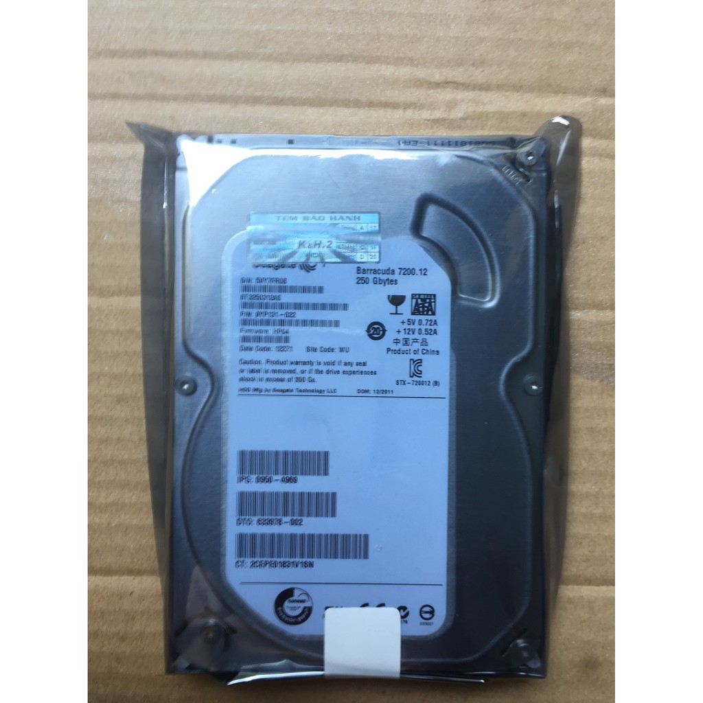 Ổ cứng SEAGATE 250GB SATA ( RENEW ) BH 12 tháng