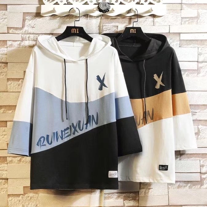 Áo Hoodie Tay Ngắn Dáng Rộng In Chữ Phong Cách Hip Hop Đường Phố Hàn Quốc Thời Trang Cho Nam Và Nữ Size M-3XL