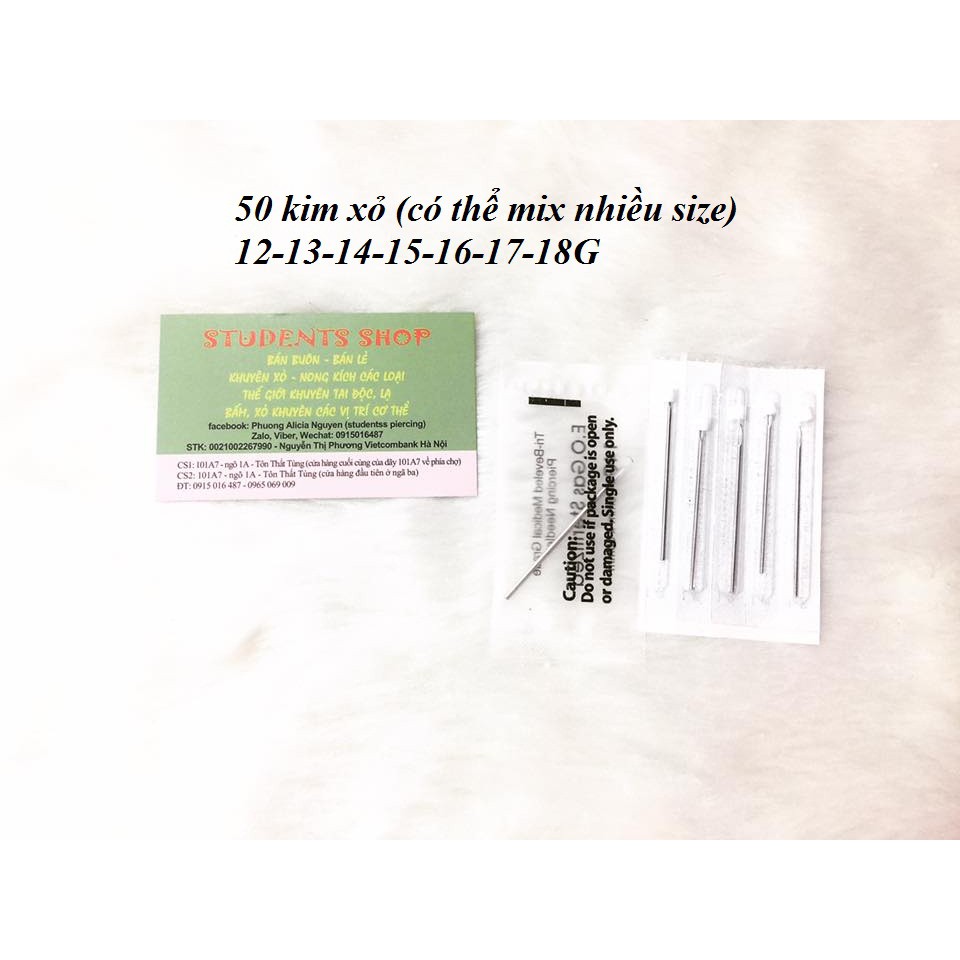 Combo 50 khuyên xỏ cơ bản kèm 50 kim xỏ (chi tiết kéo sang xem ảnh và phần mô tả sản phẩm)