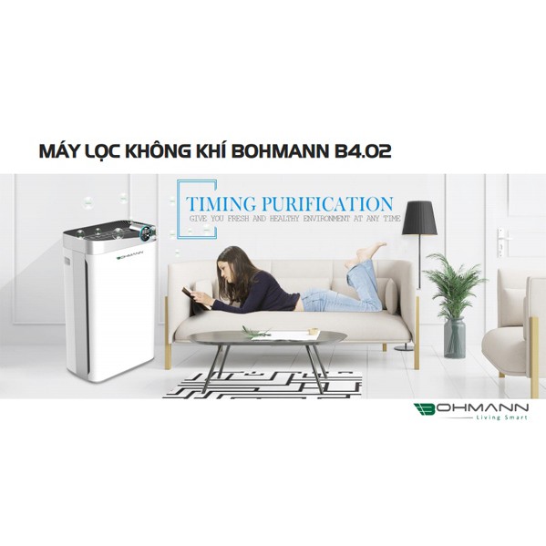 Máy lọc không khí khử mùi, bù ẩm, diệt khuẩn, tạo ion âm BOHMANN B4.02