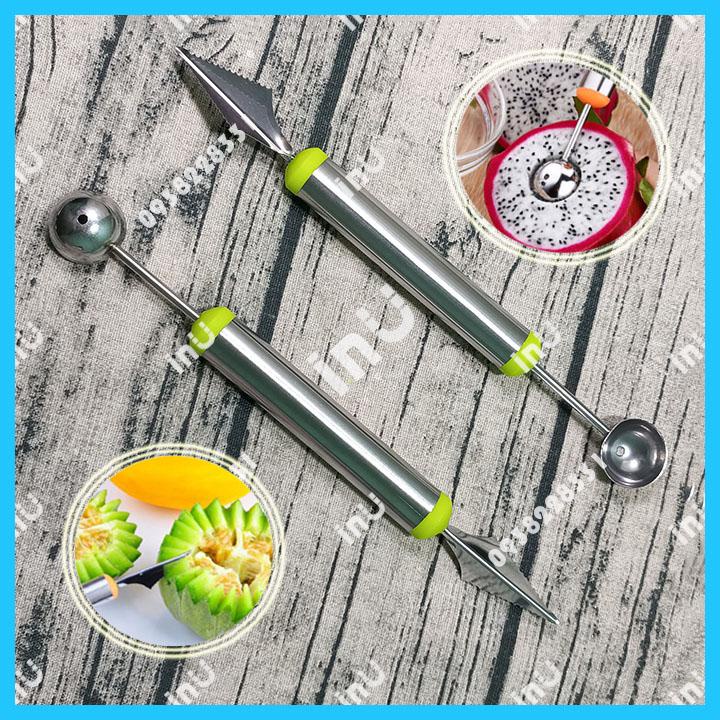 HCM - Muỗng múc tỉa trái cây hai đầu làm bingsu viên tròn tráng miệng mát lạnh