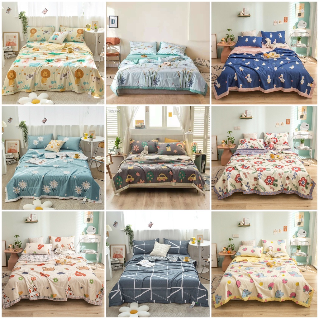 [Xả kho] Bộ chăn ga gối cotton trần hè mềm mịn giá rẻ