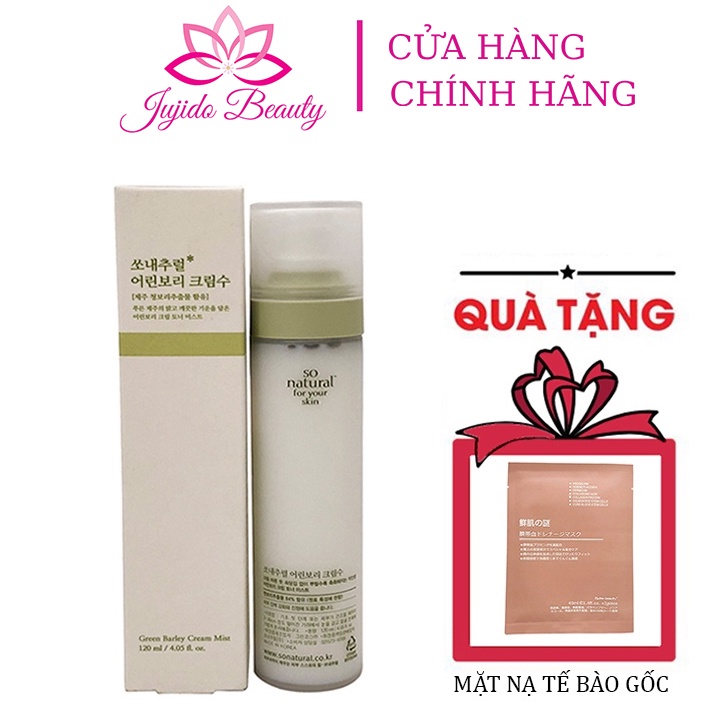 Xịt Khoáng Cấp Ẩm Mầm Lúa Mạch Green Barley Cream Mist So Natural 120ml Hàn Quốc