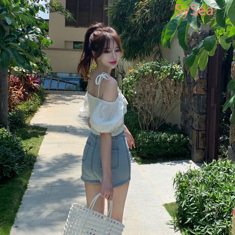 Áo Sơ Mi Trắng Trễ Vai Đính Nơ Quyến Rũ Thời Trang Hè Cho Nữ
