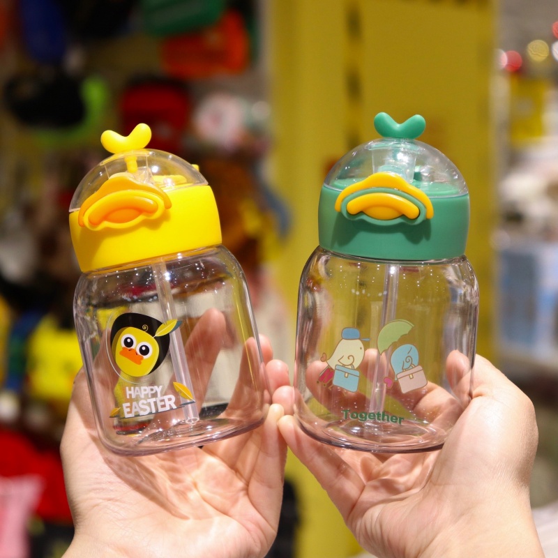 Bình Nước Nhựa Mini 300ML/400ML Có Ống Hút Thiết Kế Sáng Tạo Cho Bé