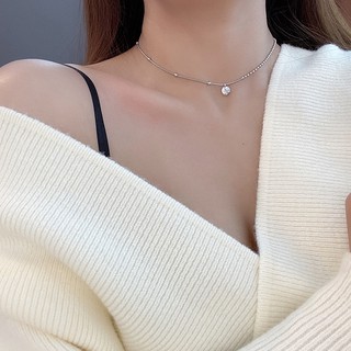 Sáng tạo bất đối xứng hạt tròn đậu hà lan dây chuyền vòng cổ đơn giản mặt dây chuyền vòng cổ xương đòn chuỗi 0512-7