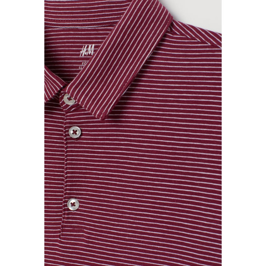 Áo polo nam slim fit burgundy HM H&amp;M size XS, S, M fom to _ hàng chính hãng authentic