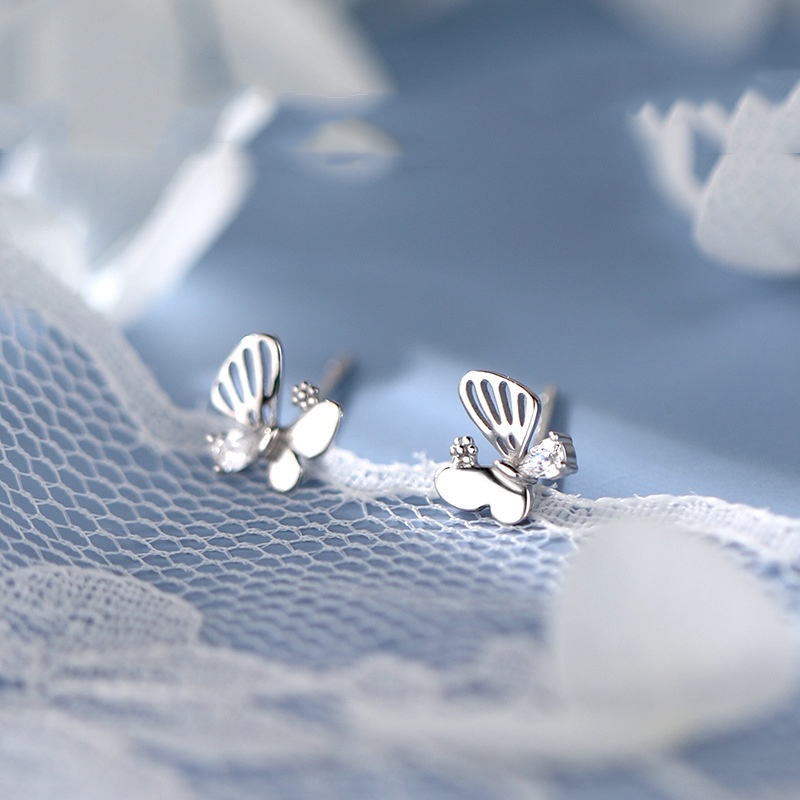 Bông tai bướm đá quý sang trọng phong cách hàn quốc thời trang bông tai nữ cao cấp đơn giản