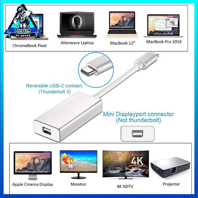 [Fitslim] Thunderbolt 3 USB-C To Mini DisplayPort Converter 4K@60HZ Type-C DP Adapter