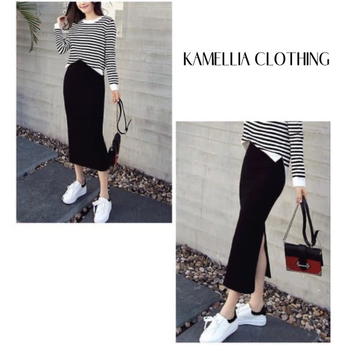 [Có sẵn] Chân Váy Ôm Chữ A Dáng Dài Lưng Cao Xẻ Tà Phong Cách Retro Hàn Quốc Dễ Phối Đồ Cực Xinh Dành Cho Nữ | BigBuy360 - bigbuy360.vn