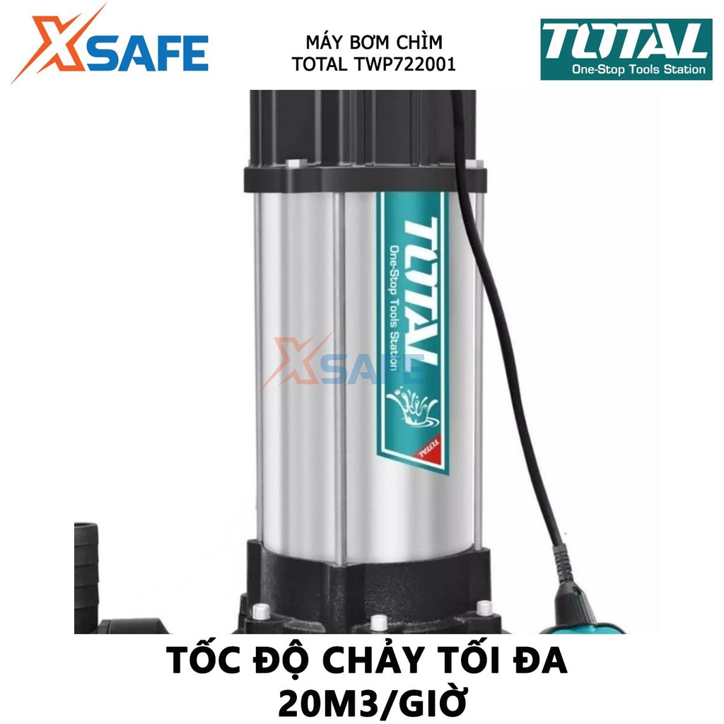 Máy bơm chìm nước sạch TOTAL TWP722001 Máy bơm chìm tự động 220V 2200W(3.0HP), bơm cao tối đa 13m, mô tơ dây đồng