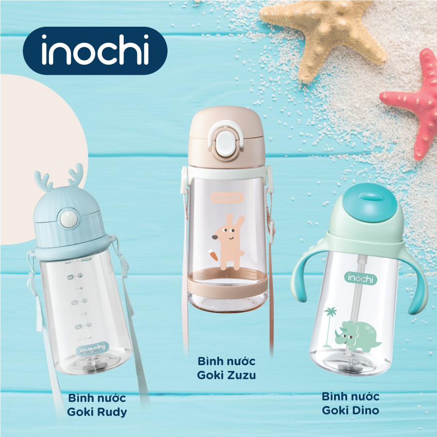 Bình nước INOCHI Cho bé chất liệu nhựa nguyên sinh kháng khuẩn Ag+ dễ cầm nắm và tiện dụng BIN670