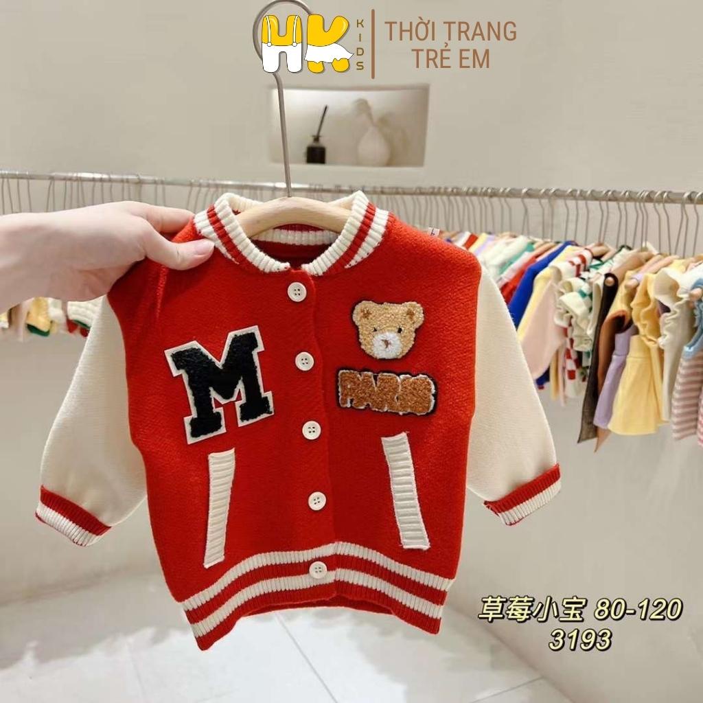 Áo khoác len cho bé HK KIDS, áo len cao cấp dài tay chất len mềm mịn đanh lì size cho bé từ 3 đến 8 tuổi