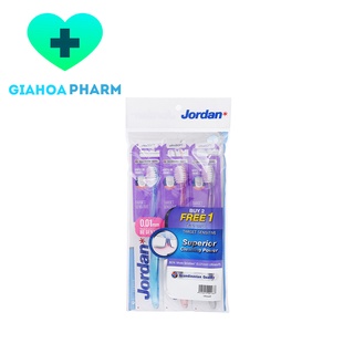 Bộ 3 bàn chải đánh răng Jordan Target Senstive lông siêu mềm, cực mỏng 0.01mm, giúp làm sạch răng nướu nhẹ nhàng