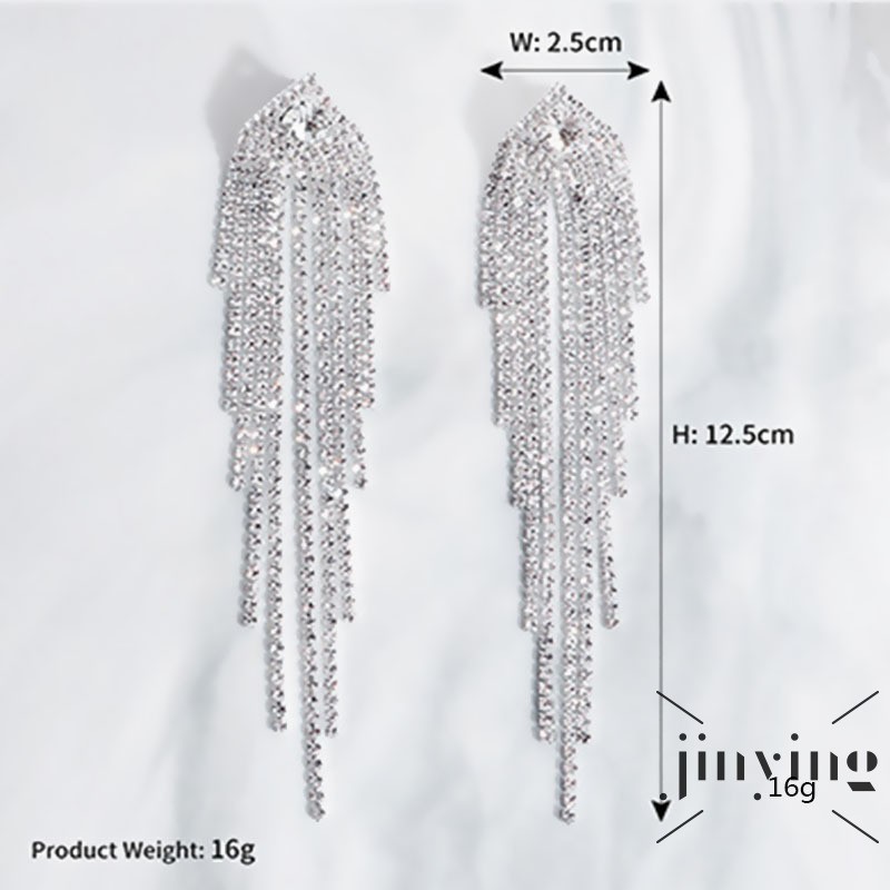 GETNOIVAS Đôi khuyên tai tua rua dài đính đá nhân tạo phong cách Âu Mỹ bohemian thời trang