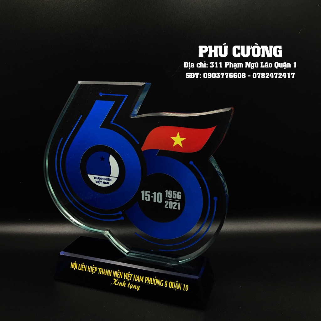 (Quận 1 TPHCM) Kỷ Niệm Chương - Pha Lê 65 năm Hội in theo yêu cầu, miễn phí thiết kế