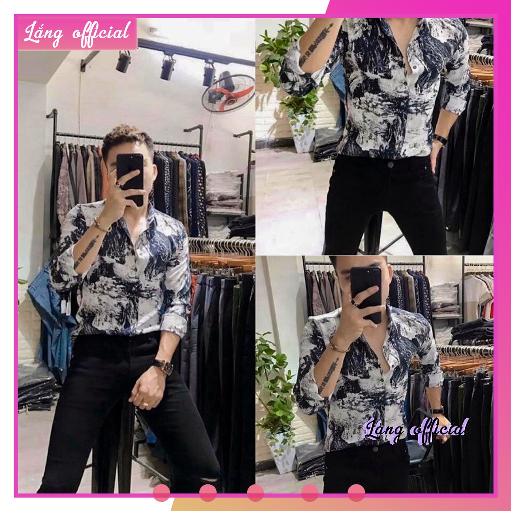 Áo sơ mi họa tiết loang
