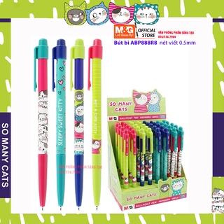 Bút bi cute hình mèo ABP 888R8 nét 0.5 viết êm mực đậm chính hãng M&G