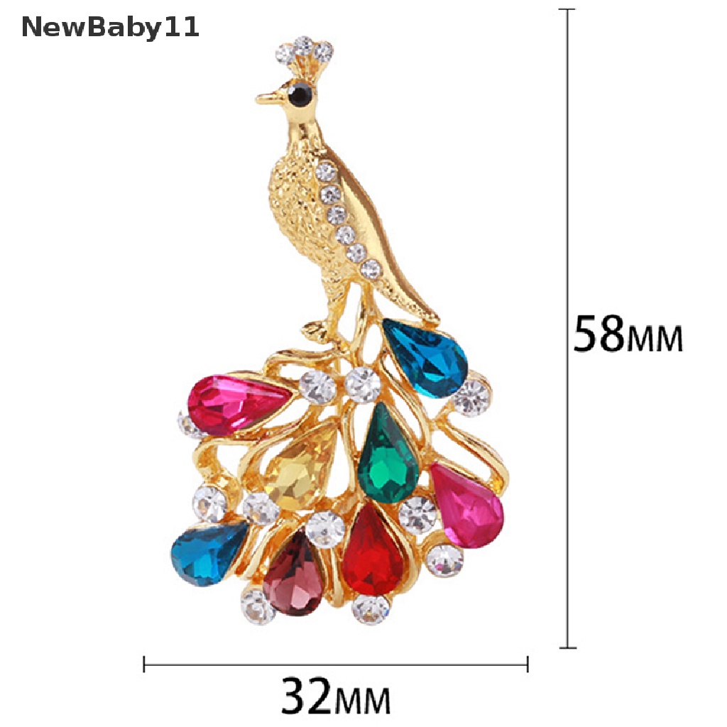 Ghim Cài Áo Hình Chim Công Đính Đá Lấp Lánh Phong Cách Retro