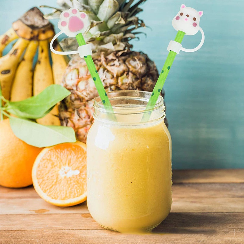 1 Nắp Silicon Bịt Ống Hút Chống Bụi Hình Động Vật Dễ Thương Tái Sử Dụng Nhiều Lần