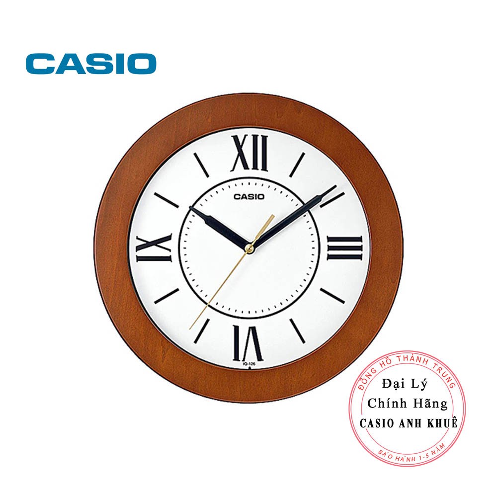 Đồng hồ treo tường Casio IQ-126-5BDF kim trôi viền gỗ