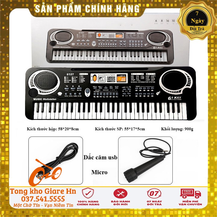 Đàn Piano Đàn Điện Tử 61 Phím Kèm Micro - Dắc cắm USB, Đàn Piano Cho Bé Nhiều Chức Năng