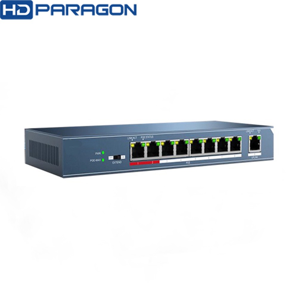 Switch cấp nguồn PoE 8 Port HDPARAGON HDS-SW108POE/M