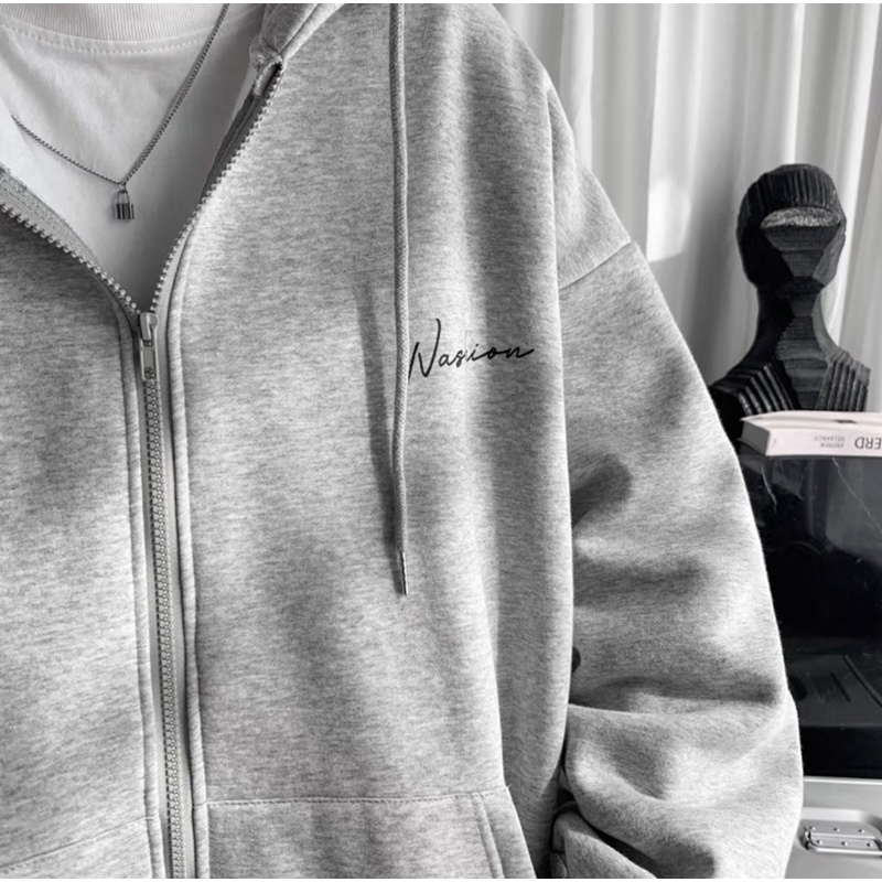 áo khoác dây kéo hình thiêu WASHON