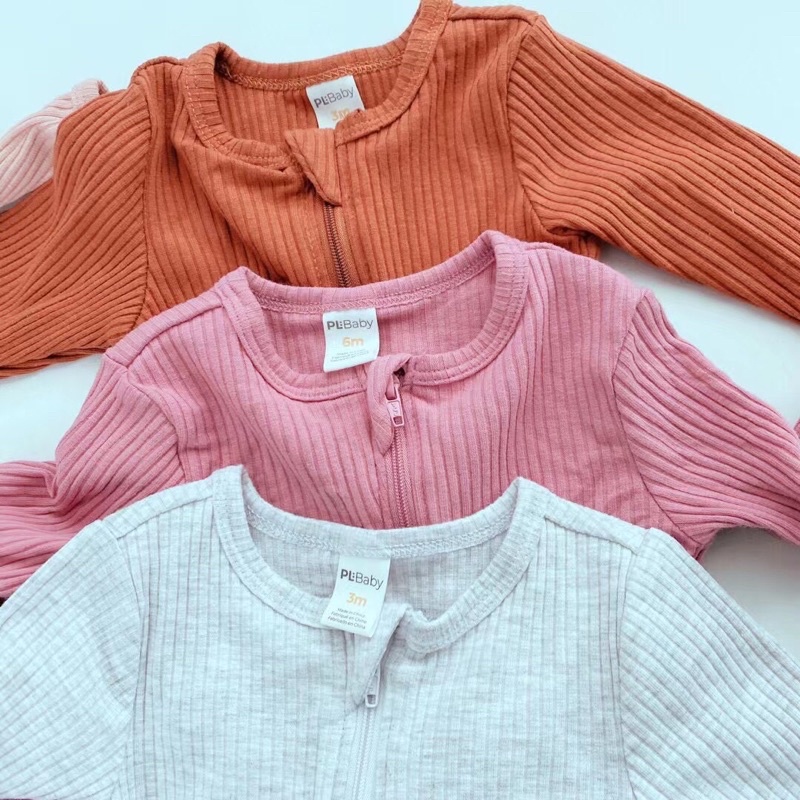 Bodysleep bodysuit bộ liền thân áo liền quần khóa 2 chiều màu trơn chất liệu thun organic xuất dư cho bé sơ sinh đến 9m