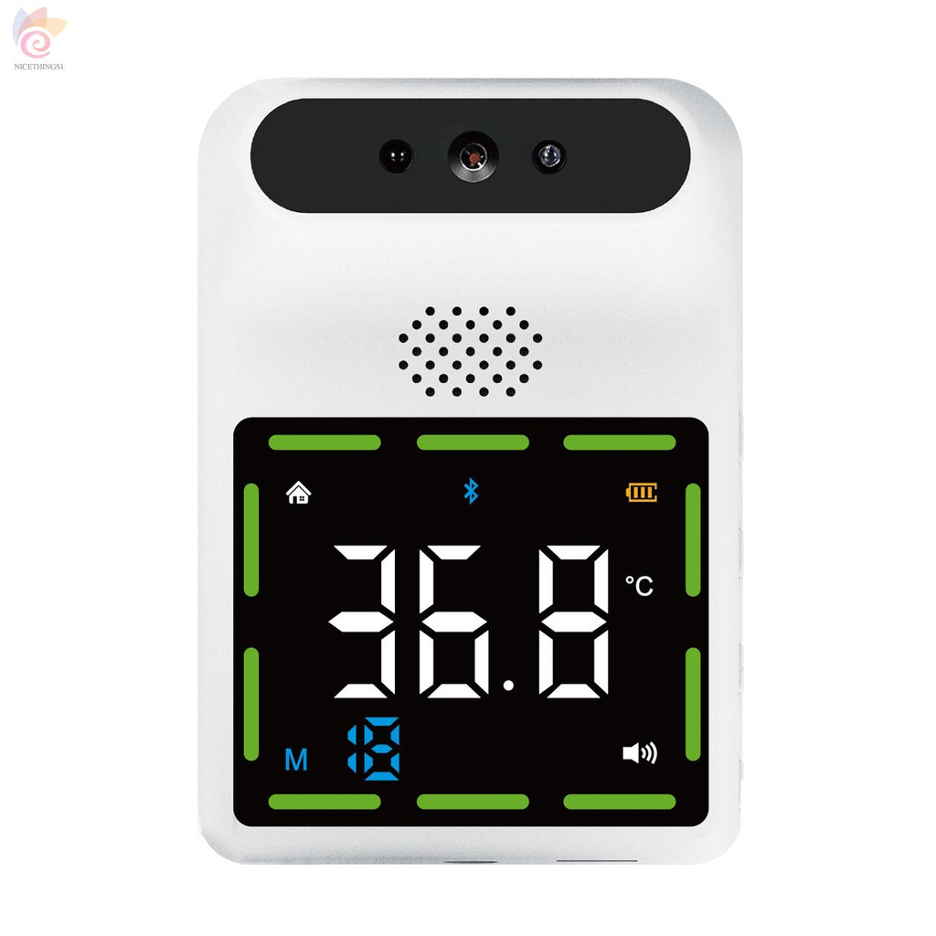 ET K3 Mini Large Color High Definition Display Screen Thermometer High Accuracy BT Voice Alarm Function Multi Language Broadcast Infrared Non-Contact Wall Mounted Thermometer Multipurpose Instant Reading Digital Measuring Tool