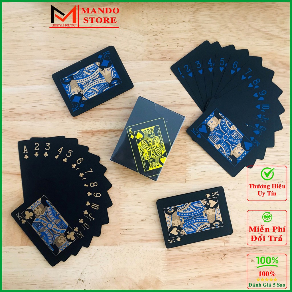 Bài Tây Poker Nền Đen Bằng Nhựa Dẻo Cao Cấp Chọn Màu Bài Tây Đen Bằng Nhựa PVC Chống Thấm Nước