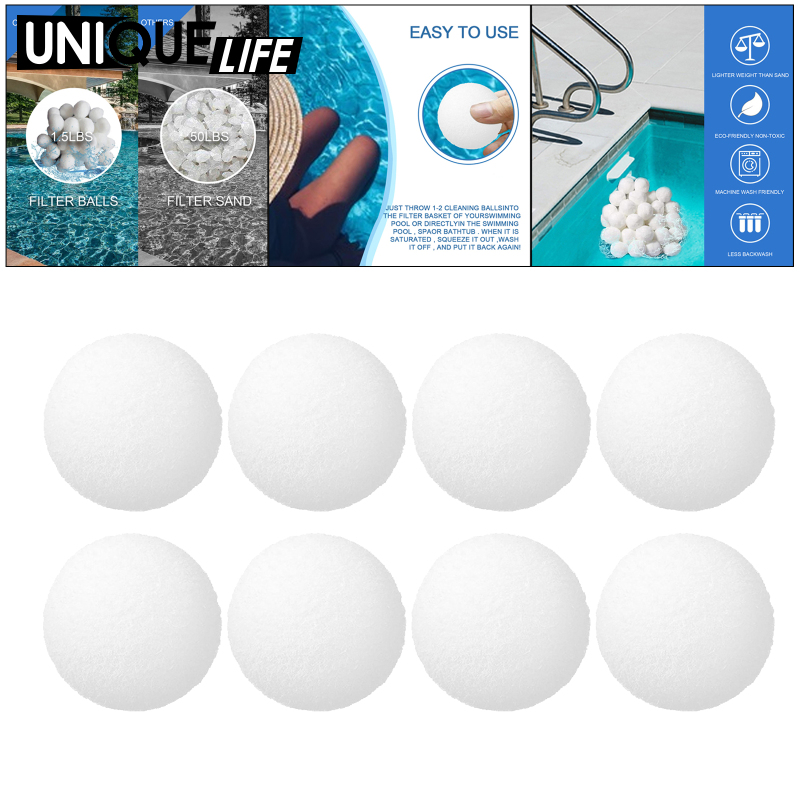 [Unique Life]Fiber Pool Filter Ball, Reusable Sand Filter Cartridges Replacement for Swimming Pool Filter Pump and Aquarium