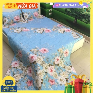 Chăn hè mẫu hoa hồng nền xanh kích thước 1m8x2m