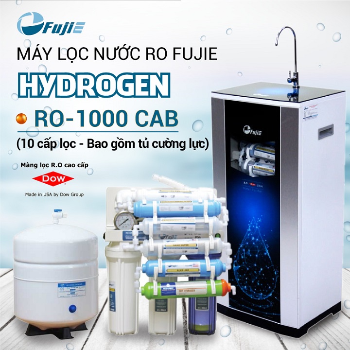 Máy lọc nước RO Fujie RO-1000 CAB HYDROGEN (10 cấp lọc - Bao gồm tủ cường lực)