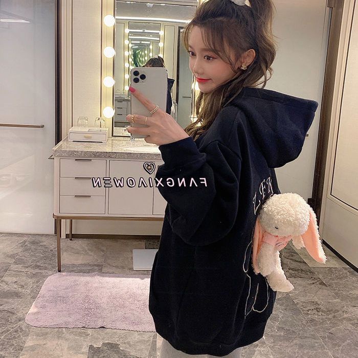 Áo Khoác Hoodie Dáng Rộng In Hình Thỏ Thời Trang Xuân Thu Cao Cấp Cho Nữ