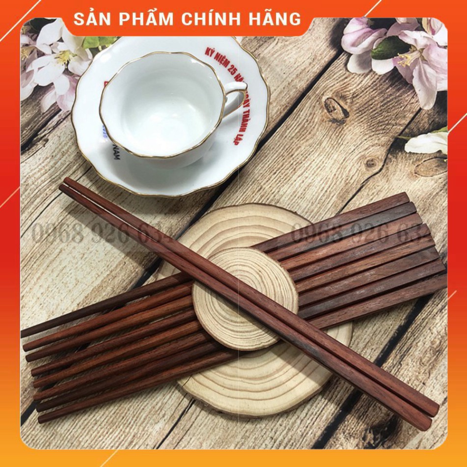 Bộ 10 đôi đũa trắc ăn cơm 💥FREESHIP💥Đũa gỗ CAO CẤP - Đũa gỗ Trắc chống trơn, chống mốc, bền màu