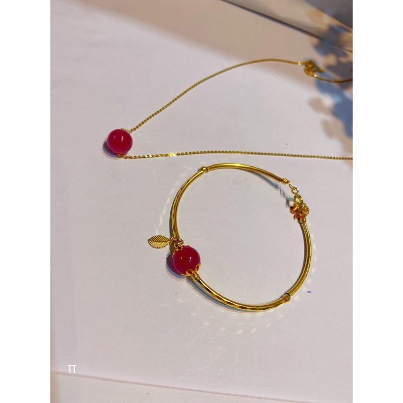Bộ trang sức đá ruby mix gold 10