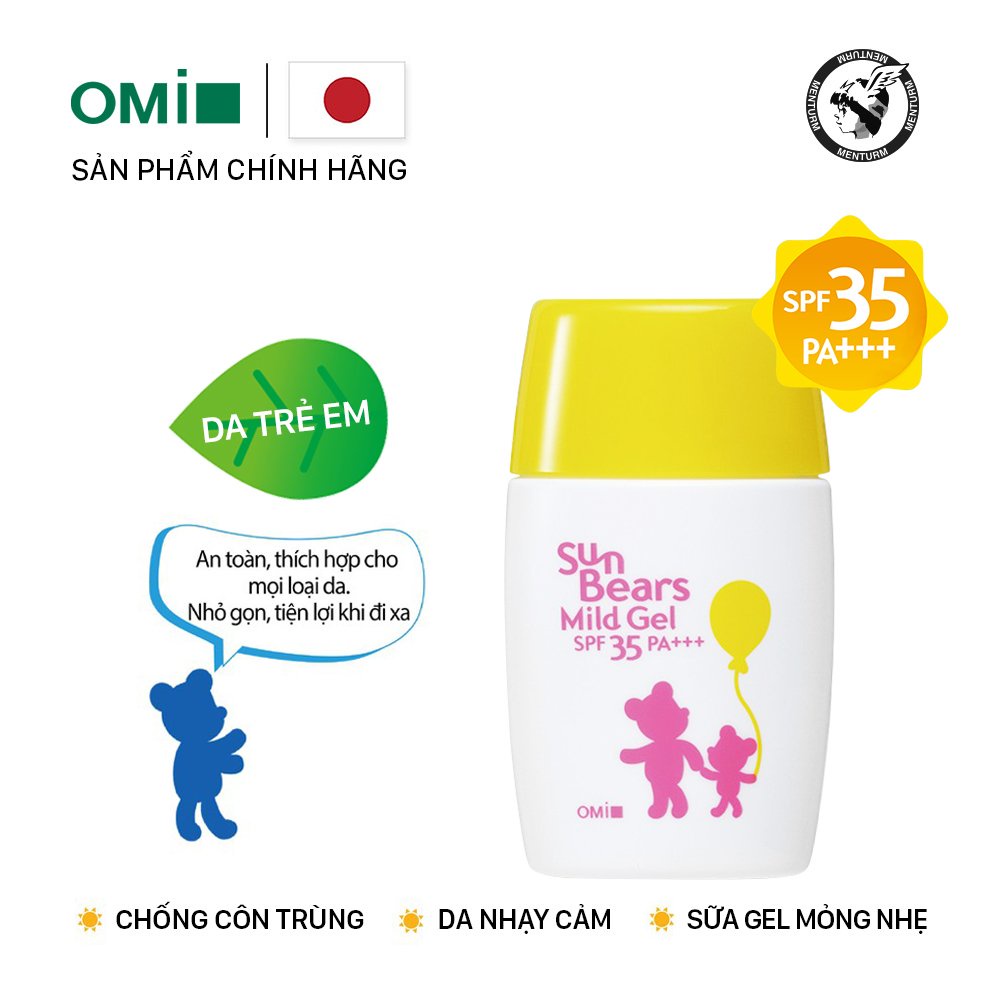 Sữa chống nắng OMI Trẻ em Gấu vàng SP35 PA+++ - khuynh diệp đuổi côn trùng / muỗi SUNBEARS Nhật