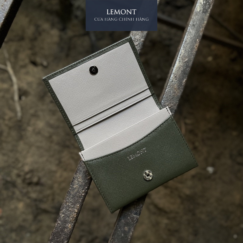 Ví da bò thật Tiny màu Xanh Thông nhỏ gọn - Thiết kế chính hãng từ Lemont.