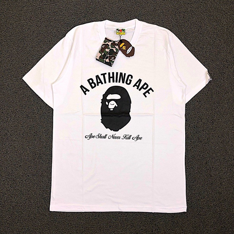 A Bathing Ape Áo Thun Trắng In Hình Nhãn Hiệu Hiệu Thời Trang