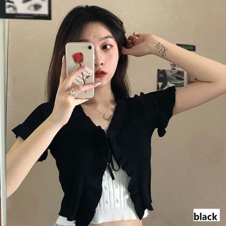 Áo khoác Cardigan Viền Bèo Thắt Dây