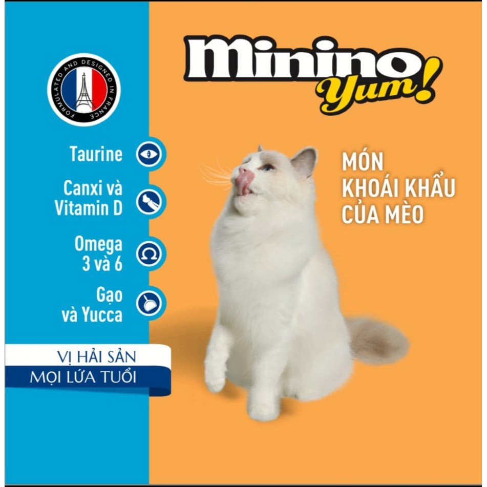 Thức ăn hạt Minino Yum cho mèo vị hải sản 350gr