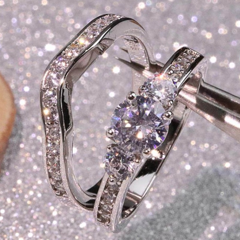 Nhẫn Cặp Bằng Hợp Kim Đính Kim Cương Thời Trang Cho Nam Và Nữ